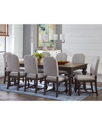 Furniture - Mandeville 9 Pc. Dining Set (Rectangular Table & 8 Upholstered Chairs)