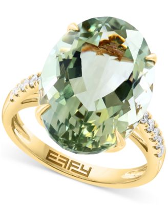EFFY Collection - Green Quartz (12-1/10 ct. t.w.) & Diamond (1/5 ct. t.w.) Statement Ring in 14k Gold