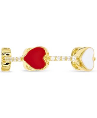 Macy's - Cubic Zirconia & Enamel & Polished Heart Ring in Sterling Silver (Also in Black Spinel)