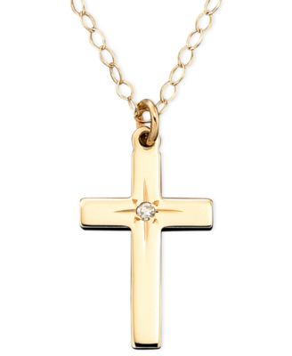 Macy's - Children's 14k Gold Diamond Accent Cross Pendant