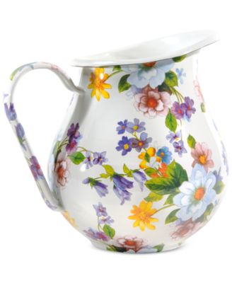 MacKenzie-Childs - White Flower Market Enameled Steel Pitcher