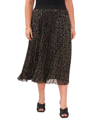 Vince Camuto - Plus Size Foil-Dot Chiffon Pleated Midi Skirt