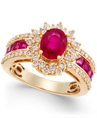 Macy's - Sapphire (2-1/5 ct. t.w.) and Diamond (3/4 ct. t.w.) Ring in 14k Gold