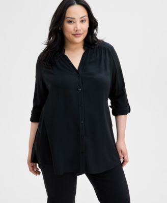 I.N.C. International Concepts - Plus Size Side-Slit Top