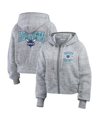 WEAR by Erin Andrews - Women's Heather Gray Charlotte Hornets Speckled Radiator Full-Zip Hoodie