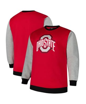 Fanatics - Men's Scarlet Ohio State Buckeyes Contrast Sleeve Large Chest Big Tall Pullover Sweatshirt