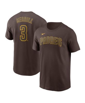 Nike - Men's Jackson Merrill Brown San Diego Padres Fuse Name Number T-Shirt