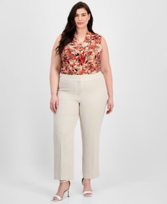 Kasper - Plus Size High-Rise Slim-Leg Pants