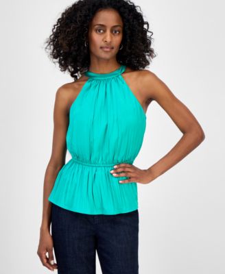 I.N.C. International Concepts - Women's Sleeveless Halter Peplum Top, Exclusively at Macy's