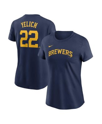Nike - Women's Christian Yelich Navy Milwaukee Brewers Fuse Name Number T-Shirt
