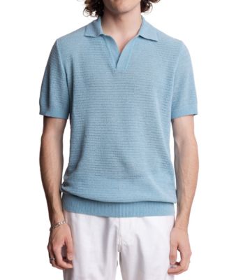 Paisley & Gray - Men's Slim Fit Short Sleeve Open Collar Knit Polo Sweater