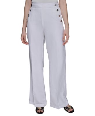 KARL LAGERFELD PARIS - Petite Button-Trim-Pocket Pants
