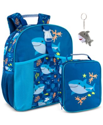 AD Sutton - Shark Backpack, Lunch Bag & Plush Key Chain, 3 Piece Set