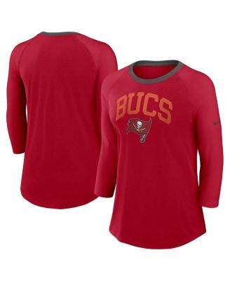 Nike - Women's Red Tampa Bay Buccaneers Raglan 3/4 Sleeve T-shirt