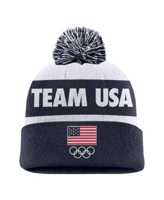 Nike - Men's Navy Team USA Peak Cuffed Pom with Knit Hat