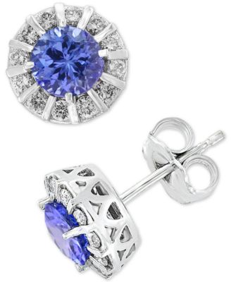 EFFY Collection - Sapphire (1-1/8 ct. t.w.) & Diamond (1/3 ct. t.w.) Stud Earrings in 14k White or Yellow Gold (Also available in Ruby, Emerald & Tanzanite)