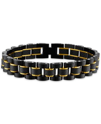 Esquire Men's Jewelry - Watch Link Bracelet in Stainless Steel, Black Carbon Fiber & Gold-Tone, Rose Ion-Plate or Stainless Steel