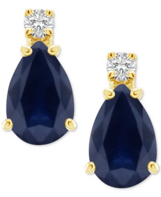 Macy's - Emerald (1-3/8 ct. t.w.) & Diamond Accent Stud Earrings in 14k Gold (Also in Ruby & Sapphire)