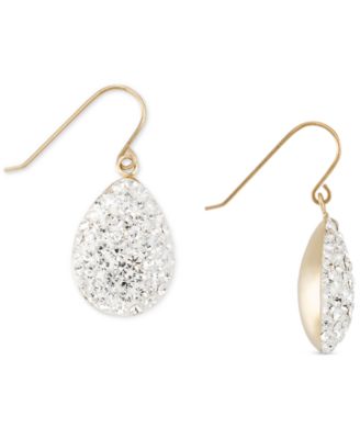 Macy's - Crystal Pav&eacute; Teardrop Cluster Drop Earrings in 10k Gold
