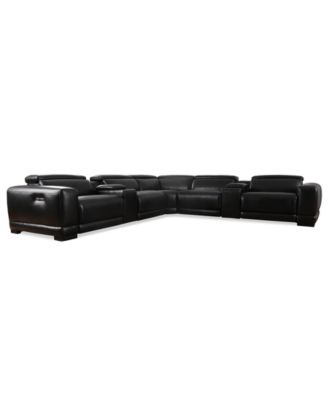 Furniture - Krofton 7-Pc. Beyond Leather Fabric Sectional with 3 Power Motion Recliners