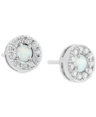 Giani Bernini - Simulated Opal (3/8 ct. t.w.) & Cubic Zirconia Halo Stud Earrings in Sterling Silver