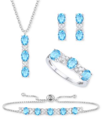 Macy's - 5-Pc. Set Amethyst (4-5/8 ct. t.w.) & Lab-Grown White Sapphire (3/4 ct. t.w.) Ring, Pendant Necklace, Bracelet, & Stud Earrings in Sterling Silver (Also in Additional Gemstones)