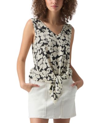 Sanctuary - Women's Printed V-Neck Sleeveless Tie-Hem Tank Top