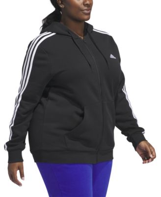 adidas - Plus Size Fleece Zip-Front Hooded Sweatshirt