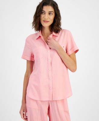 Tommy Hilfiger - Women's Button-Front Short-Sleeve Camp Shirt