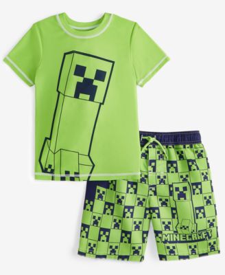 Minecraft - Little Boys Rash Guard & Swim Trunks Two-Piece Swimsuit