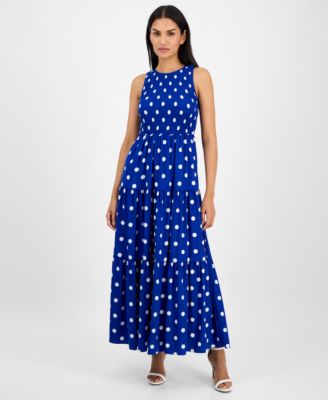 Anne Klein - Women's Printed Smocked Tiered Maxi Dress