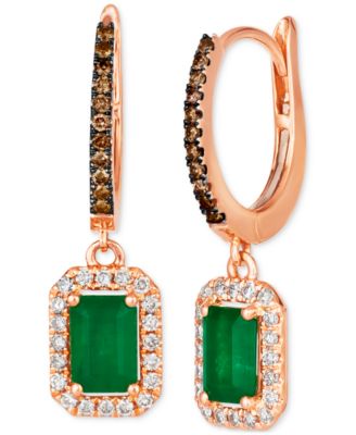 Le Vian - Emerald (3/4 ct. t.w.) Nude Diamonds (1/4 ct. t.w.) & Chocolate Diamonds (1/8 ct. t.w.) Drop Earrings in 14k Strawberry Gold
