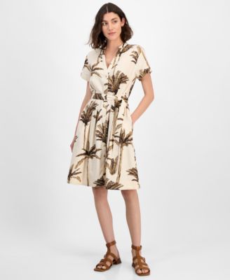 Nautica Jeans - Women's Palm-Print Short-Sleeve Shirtdress
