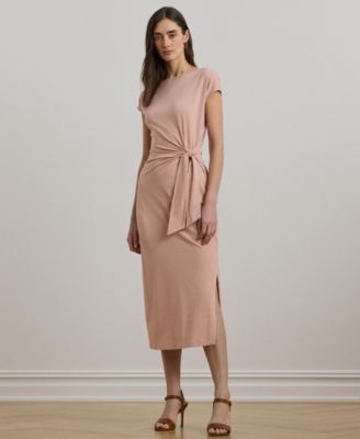 Lauren Ralph Lauren - Women's Tie-Front Jersey Boatneck Midi Dress