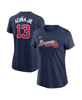 Nike - Women's Ronald Acu&ntilde;a Jr. Navy Atlanta Braves Fuse Name Number T-Shirt