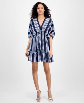 Taylor - Women's V-Neck Dolman-Sleeve Smocked Dress