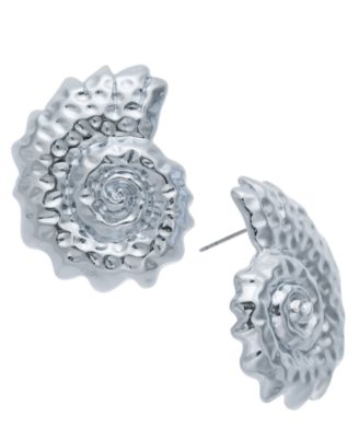 I.N.C. International Concepts - Rhodium-Plated Textured Shell Statement Stud Earrings