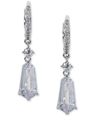 Eliot Danori - Silver-Tone Cubic Zirconia Drop Earrings