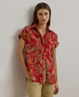 Lauren Ralph Lauren - Women's Relaxed-Fit Floral Short-Sleeve Shirt