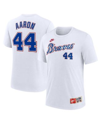 Nike - Men's Hank Aaron White Atlanta Braves Cooperstown Collection Tri-Blend Name Number T-Shirt