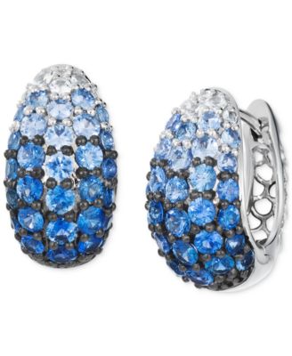 Le Vian - Denim Ombr&eacute; (3-1/4 ct. t.w.) & White Sapphire (1/4 ct. t..w) Dome Cluster Hoop Earrings in 14k White Gold