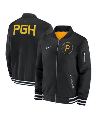 Nike - Men's Black Pittsburgh Pirates Authentic Collection City Connect Full-Zip Bomber Jacket