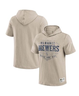 Fanatics - Men's Tan Milwaukee Brewers Hooded T-Shirt