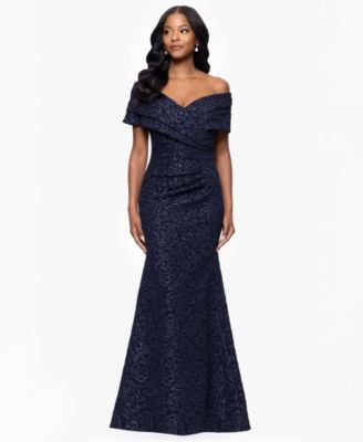 Betsy & Adam - Petite Off-The-Shoulder Jacquard Dress