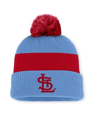 Nike - Men's Light Blue/Red St. Louis Cardinals Cooperstown Collection Peak Standard Cuffed Knit Hat with Pom