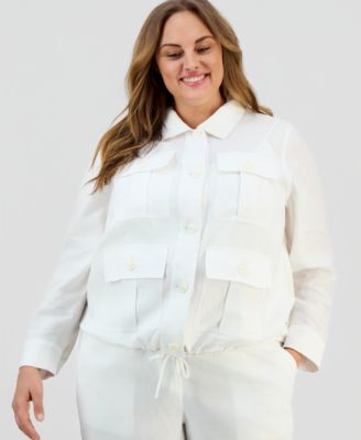 Charter Club - Plus Size 100% Linen Utility Jacket